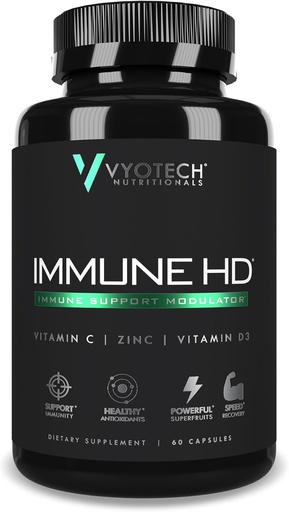 [BRSWYGIRBMGWGYDD] Vyotech Nutritionals Immune HD Support Supplement | Elderberry, Echinacea, Vitamin C, D3, Zinc, Turmeric & Superfruit Antioxidantes | Inmune Health & Wellness Formula | 60 cápsulas