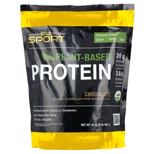 [BRSWYYY5BYPGKDTF] California Gold Nutrition Sport, Plant-Based Protein with Organic Brown Rice Protein Concentrate, Flaxseed, Chia Seed, Chocolate, 2 lb (907 g)