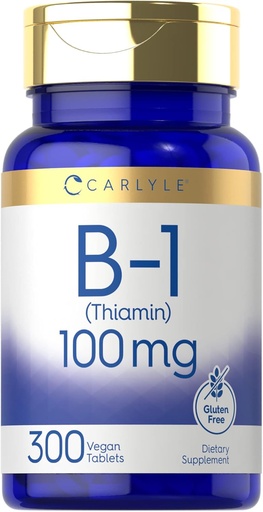 [BRSW2H3YOYJQ2DIU] Carlyle B1 Vitamin 100mg - 300 Tablets | supplement for Women " Men | as Thiamin HCl , Vegan, Non-GMO " Free
