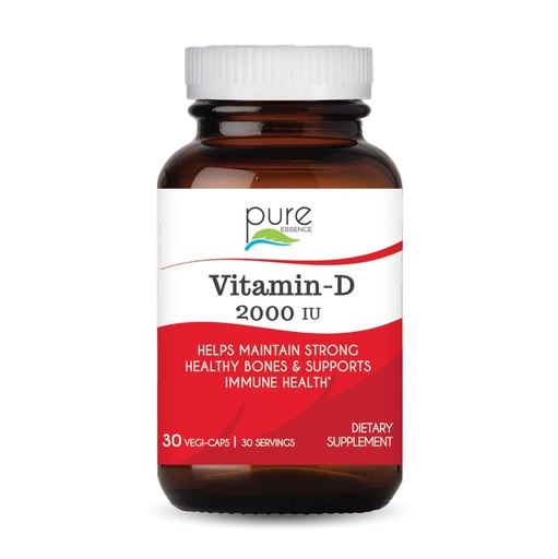 [BRSWIYYPDMMBCHTM] PURE ESSENCE LABS Vitamin D 2000 IU - Best Immune Support for Adults - Organic & Natural Vitamins - Immunity Booster & Dietary Supplements (30 Capsules)