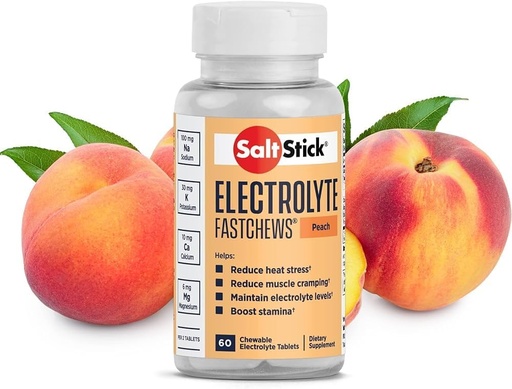 [BRSWYAI6B4NAECI7] SaltStick Fastchews Buffered Electrolyte Salts Tablet - 60 Count, Peach - 03-4060