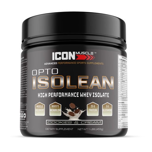 [BRSWYFATC57AK3Y4] Isolean Whey Protein Isolate Powder, Vanilla, Chocolate, Strawberry, Cookies & Cream, Salted Caramel, Chocolate Mint, Chocolate Peanut Butter, 1 Pound (Cookies & Cream)