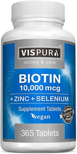 [BRSWGAQZOB4BQGQV] Biotin 10000 mcg + çinko + Selenium, Pure, Vegan & Ekstra Güçlü, Saç Büyümesi için En İyi Tamam, Glowing Skin, Güçlü Nails*, 12 Ay için 365 Tablet, Ek Olmayanlar