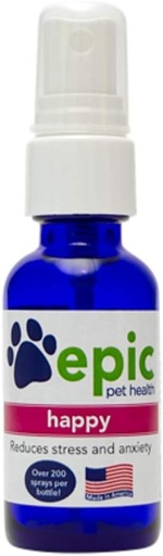 [BRSWIEYMBN4RACTE] Happy - All Natural Liquid Spray Supplement - Eases Separation Anxiety, Helps with Vet Visits, Travel, Grooming, Loss of a Friend (Spray 1 oz)
