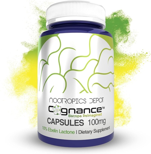 [BRSRMAYROJ7Q23LB] Nootropics Depot Cognance Enhanced Bacopa Capsules | 100mg | 10% Ebelin Lactone | Bacopa monnieri | Mood, mälu & 5-HT2A Activation, 60 Count (1. pakk)