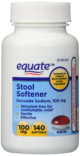 [BRSWIZQYCUAAIFLG] Equate - Stool Softener 100 mg, 140 Capsules (Compare to Colace) (1)