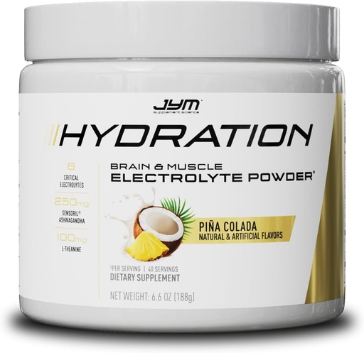 [BRSROCD6BEFRQHLJ] JYM Hydration Pina Colada Powder, Performance Electrolytes, Potassium, Natrium, Magnesium, för Män & Kvinnor, Theanine, Ashwaghanda, Theanine, 40 portioner