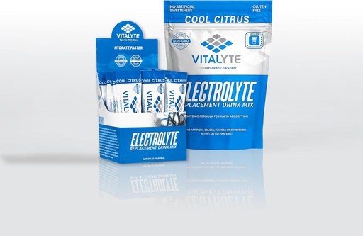 [BRSRAYYLDMNB62DL] Vitalyte Electrolyte Powder Drink Mix Bundle, 1 Standup Pouch + 25 Count Packet, Gluten Free Post Workout Powder Drink Mix, Cool Citrus Flavor