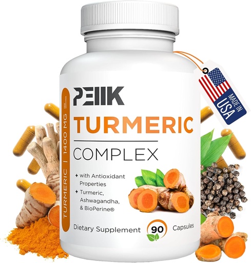 [BRSROATQCUNBMFDK] Turmeric Curcumin with Black Pepper & Ashwagandha - High Absorption Ultra Potent Turmeric Supplement with 95% Curcuminoids, BioPerine & Ashwagandha - Turmeric Capsules for Joint Support 90 Capsules