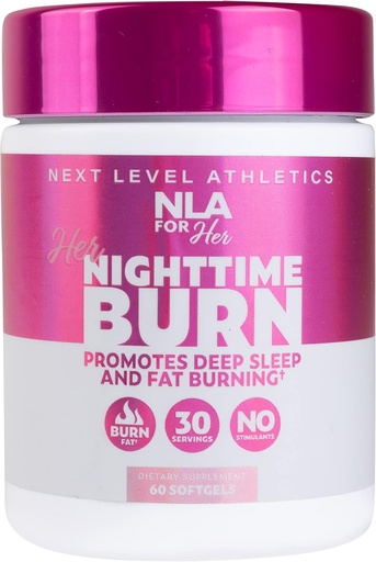 [BRSW2FILB55W2CT2] NLA for Her Nighttime Burner for Women – Sleep Support with Melatonin, CLA, Ashwagandha, 5-HTP, Chamomile – Relax, Boost Metabolism, Burn Fat – 60 Vegan Capsules
