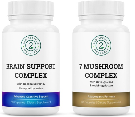 [BRSROAQDB4HQECD4] Mindful Focus Bundle - 7 Mushroom Complex & Brain Support for Cognitive Clarity and Nootropic Enhancement