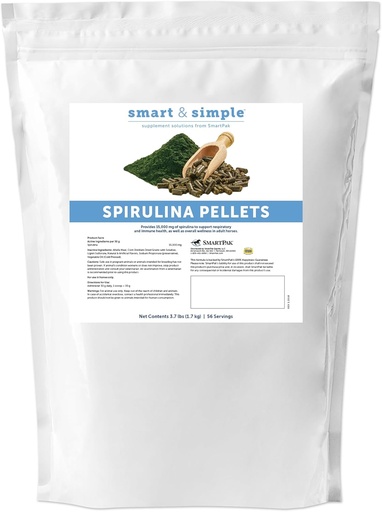 [BRSRAHAYOICAA3DA] Viedās un vienkāršās Spirulinas granulas zirgiem, Imūnbalsts, respiratorais papildinājums zirgiem, ērts un garšīgs ābols Banana Flavor, 56 Servējumi, 3.7 lb Bag