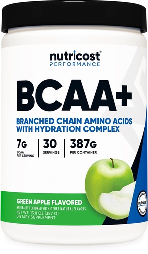 [BRSROBA2B57A2EQU] Nutricost BCAA + Hydration Powder (Green Apple) 30 Servings - Branched Chain Amino Acids with Hydration Complex - Gluten-Free, Non-GMO