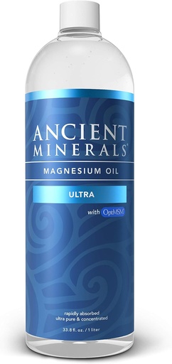[BRSWECQRCAIAY232] Ancient Minerals Magnesium Oil Ultra with OptiMSM, Refill 33.8 oz. - Pure Genuine Zechstein Magnesium Chloride Supplement with MSM - Best Topical Skin Application for Dermal Absorption
