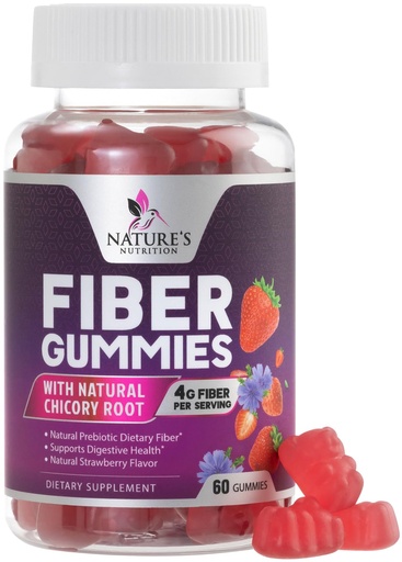 [BRSW2FQ5CIBRSC35] Fiber Gummies for Adults - Soluble Fiber 4g Per Serving - Plant-Based Prebiotic Fiber Supplement for Digestive Health, Gut Health, & Regularity Support - Vegan Gummy - Tasty Berry Flavor - 60 Gummies