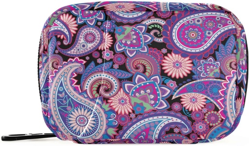 [BRSRMZ3YAV6WMGTD] Naanle Traditional Paisley Flowers Pill Box 7 Day Case Travel Organizer Bag med Zipper Floral Portable Weekly Compact Storlek för vitamin Supplement Holder, 4,6 x 3,14 x 1,88 tum, lila