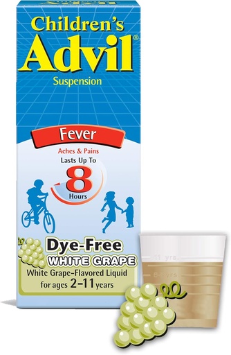 [BRSWIZQ5OJ7GAHY5] Children’s Advil Liquid Pain Relief Medicine and Fever Reducer, 100 Mg Children's Ibuprofen for Ages 2-11, White Grape - 4 Fl Oz