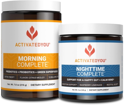 [BRSROEDYDJ6WGF3L] ACTIVATEDYOU Morning Complete Prebiotics, Probiotics, and Green Superfoods (Citrus Medley) & Nighttime Complete, Ashwaghanda (Λεμονάδα Raspberry), 30 Υπηρεσίες
