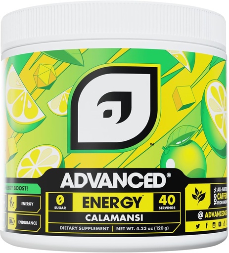 [BRSRAGQPDMMRA3Y4] Advanced Energy - Energy Boosting Formula Electrolytes for Hydration - L-Theanine to Combat Jitters - Sokeriton & Keto Friendly - No Maltodextrin (40 Servings) (Calamansi)