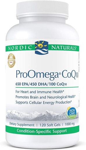 [BRSWIYIZCIPBQH36] Nordic Naturals ProOmega CoQ10 - Fish Oil, 650 mg EPA, 450 mg DHA, 100 mg CoQ10, Promotes Neurological Health and Cellular Energy Production*, 120 Soft Gels