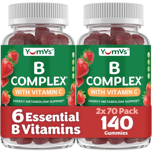 [BRSRO2YCBAPQGH3A] B Complex Gummies with Vitamin C – Great Tasting 1 a Day Energy & Nervous System Support for Adults – Vegan, Kosher, Non-GMO Vitamin B Complex Gummies with B12, B6, & Folic Acid – 70 Count (2 Pack)