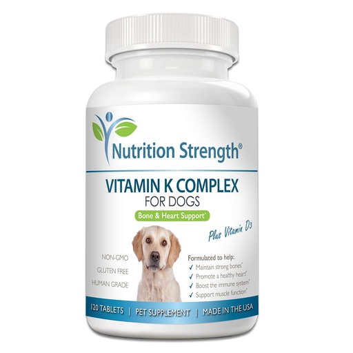 [BRSWGAIKC5YRUFD5] Vitamin K for Dogs - K1 & K2 (MK4 + MK7) + Vitamin D3 for Bone Health, Heart Support & Calcium Absorption - Advanced Formula for Strong Joints, Muscle & Immune Support - 120 Tablets