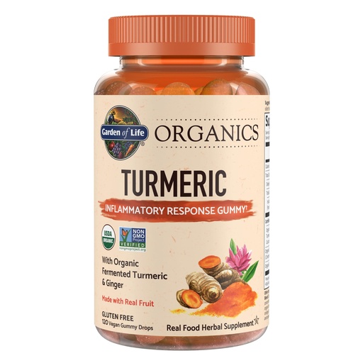 [BRSWGFL6OYCR4YL6] Garden of Life Organics Turmeric Inflammatory Response Gummy - 120 Real Fruit Gummies for Kids & Adults, 50Mg Curcumin (95% Curcuminoids), No Added Sugar, Organic, Non-GMO, Vegan & Gluten Free