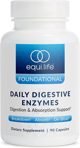 [BRSWYCQ2CB5WKFY7] Equilife Daily Digestive Enzyme Supplement with Bromelain, Lactase, and Lipase, Supports Digestion of Protein, Fiber, Carbs and Fats, Gluten Free, Vegan, Non-GMO, 90 Capsules
