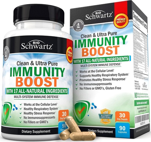 [BRSWYFA5B4JQAHT5] Immunity Boost Supplement with Elderberry, Vitamin A, Echinacea & Zinc + Vitamin C 1000mg Capsules with Zinc, Rose HIPS & Bioflavonoids