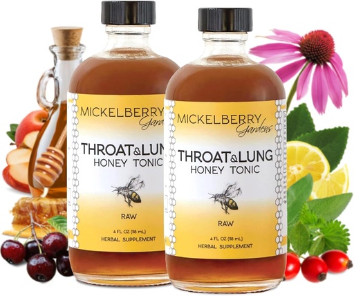 [BRSROYDYAQPWM23D] Mickelberry Gardens Throat & Lung Honey Tonic: Wellness Syrup, naravna bolečina v trebuhu Relief, Imunska podpora & kašelj Supresive za odrasle in otroke (4 oz, 2 paket)