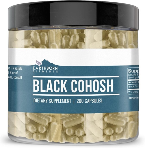 [BRSWYZQNOUDWOET3] Éléments terriens Black Cohosh 200 Capsules, pures et non diluées, sans additifs