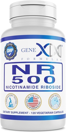 [BRSROGINCMPRYF3D] Genex Formulas NR Nicotinamide Riboside 500mg/Serving (120 cápsulas) NAD+ Precursor para un envellecemento saudable - GMP-Certificado, Non-GMO, Gluten-Free, Vegetarian (1 Pack)
