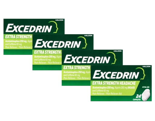 [BRSRAFQTOIFAKG3D] Excedrin Extra Strength, Acetaminophen, Aspirin (NSAID) and Caffeine, 24 ct (Pack of 4)