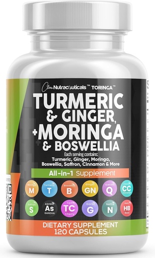 [BRSRMBIKBB7WCHY6] Temiz Nutraceuticals Turmeric Moringa Supplement | Ginger Boswellia Saffron - Ceylon Cinnamon, Tart Cherry, Quercetin Ne Nettle Holy Basil - 1Pack