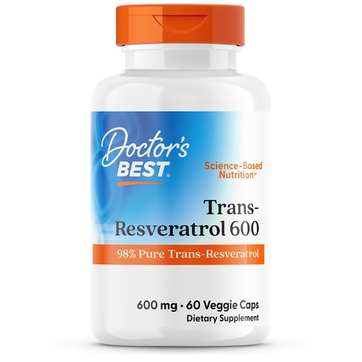 [BRSWK2YTAUNWI33O] Doctor's Best Trans-Resveratrol 600, Non-GMO, Vegan, Gluten Free, Soy Free, 600 mg, 60 Veggie Caps