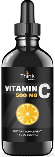 [BRSWY2YYDIAWKFLV] Liquid Vitamin C - High Dose - Vitamin C Drops - for Adults and Kids - 500 mg - Liquid VIT C - Non GMO - Vitamin C Liquid Supplement (4 fl oz 120 ml)