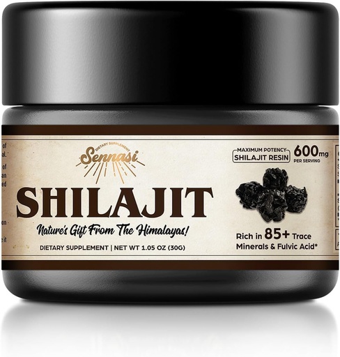 [BRSRMBD3CUCRAFDL] Shilajit Puro Himalayan Orgánica Shilajit Resin - 600mg Máxima Potencia Natural Shilajit Resin con 85+ Minerales Trace & Ácido Fulvico para la Energía, Apoyo Inmunitario, 30 Gramos (1 Pack)