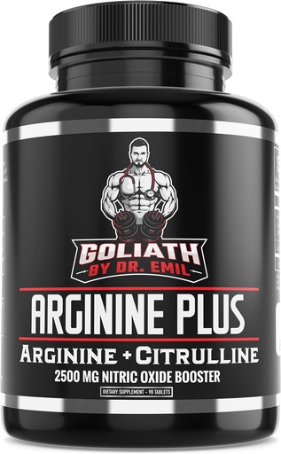 [BRSWGAT7CN5QECAU] Emil博士的ARGINININE Plus - L Arginine + L Citrulline - 2500 MG 高剂量无助药片 - 挥发性和心脏健康的硝氧化物补充剂(Arginine AAKG和Citrulline Malate 2:1)