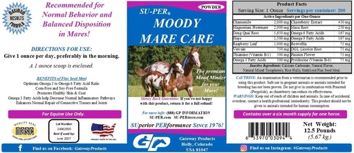 [BRSRA234OUIROCLU] SU-PER Moody Mare Care Powder - Herbal Equine Horse Supplement with Chasteberry & Maca Root - 12.5 lbs