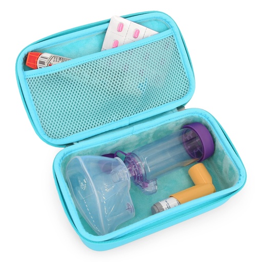 [BRSROZTRARYQ43Q7] CASEMATIX Asthma Inhaler Case For Travel Fits Asthma Inhaler Spacer With Mask Attached, Inhaler Holder and Additional Accessories Used With Spacer For Inhaler, Includes Turquoise Asthma Case Only