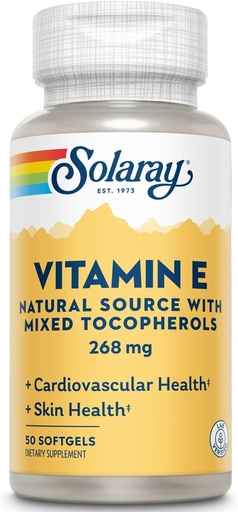 [BRSWYYATAUHQMCT5] Solaray Vitamin E d-Alpha Tocopherol 268mg (400 IU) | Heart & Skin Health, Antioxidant Activity Support (50 Count)