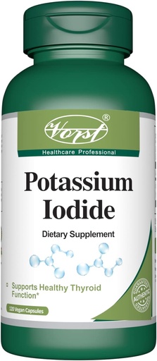 [BRSRMZD5AB6QIETU] Potassium Iodide 800mcg 120 Vegan Capsules | Thyroid Support Supplement for Women & Men* | Iodine