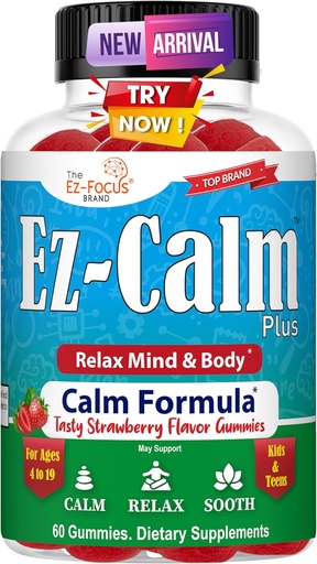 [BRSROGA3CJYBG3DO] Calming Ashwagandha Gummies for Teens- Calm Sleep Gummies - Natural Focus Gummies with Ashwagandha Root Extract - Ashwagandha Supplement for Sleep Stress Balance - 60 Vegan Sugar Free Chews