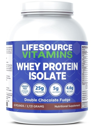 [BRSWGAQEPMBREDI2] LifeSource Vitamins 6 lb - US Dairy Cows Grass Fed Whey Protein Isolate - Double Chocolate Fudge sweetened w/Stevia