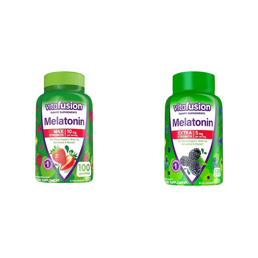[BRSROAINOB6AECI6] Vitafusion Max Strength Melatonin Gummy Supplements & Extra Strength Melatonin Gummy Vitamins, 5mg, 120 ct Gummies
