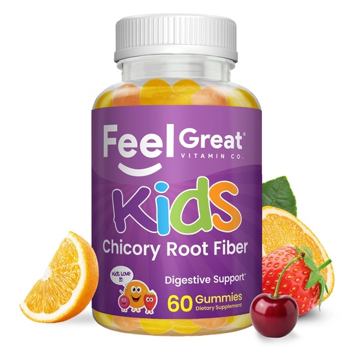 [BRSWGBD4DNYGYAL2] The Feel Great Vitamin Company Fiber Gummies for Kids for Digestive Support | Constipation Relief for Kids | Fruity Flavored Chewable Fiber Gummies | Vegetarian Supplements | 60 Day Supply