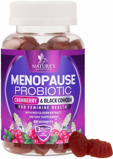 [BRSROHDRPIORUGY6] Menopause Supplement Gummies - Complete Women's Probiotics Gummy Supplements - Advanced Menopause Relief for Women with Black Cohosh & Cranberry - Mild Hot Flashes & Night Sweats Support - 60 Gummies