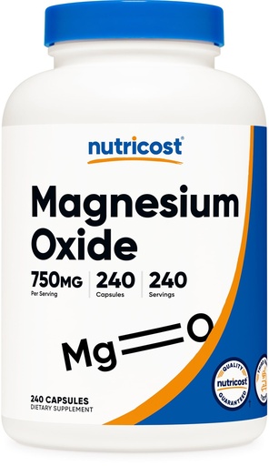 [BRSWEBA6OYIAI2DX] Nutricost Magnesium Oxide 750mg, 240 Capsules - 420mg of Magnesium, Non-GMO, Gluten Free