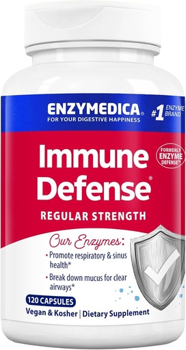 [BRSWIZYZOMDQKYLE] Enzymedica, Immune Defense, Regular Strength, Proteolytic Enzymes for Immune Support, 120 Count