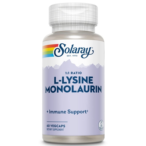 [BRSWIHAAAIABKC3C] SOLARAY L-Lysine Monolaurin Immune Support Supplement, 1:1 Ratio for Immune System Function, 500 mg Each, 60-Day Money Back Guarantee, 30 Servings, 60 VegCaps